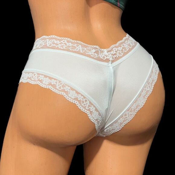 Victoria's Secret Other - Victoria’s Secret Supersoft Satiny Lace trim cheeky panty White Small